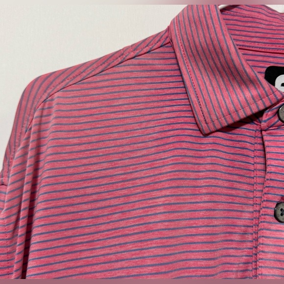 FootJoy Lisle Heather Stripe Golf Polo Shirt Pink/Blue Size Medium - Picture 3 of 11